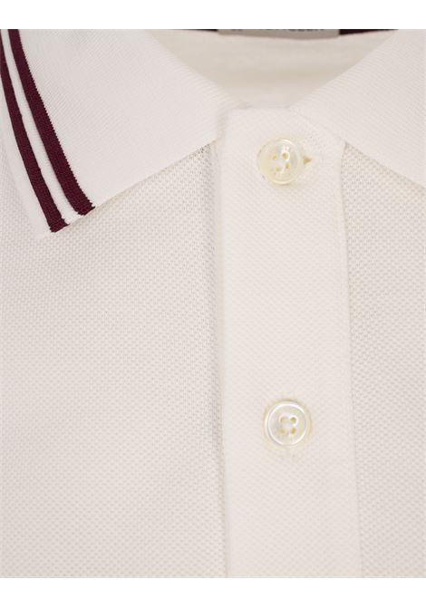 White Polo Shirt With Stripes On Neck And Cuffs MONCLER | 091-8A00007 89A16034